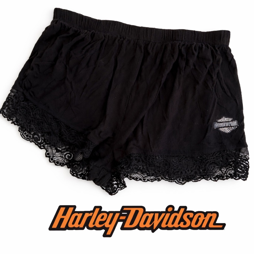 Harley-Davidson Shorts Black Lace Trim size M